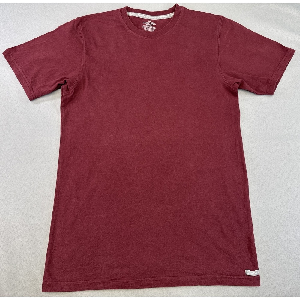 Calvin Klein Burgundy T Tee S S/P 100% Cotton Relaxed Fit Crewneck Short Sleeve
